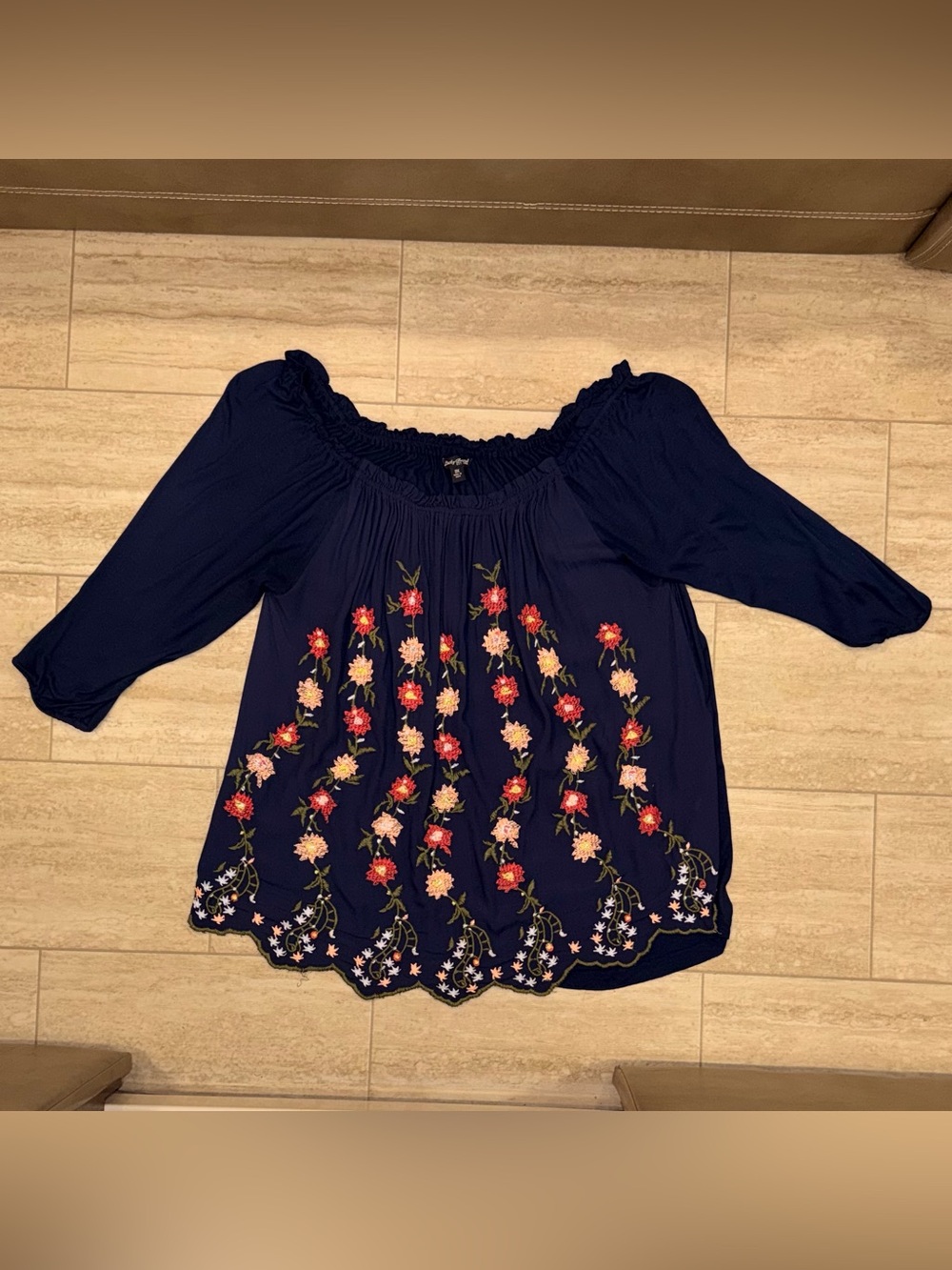 Lucky Brand Women's Embriodered Off The Shoulder Top Size 3X